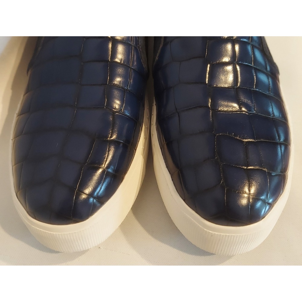 Via Spiga Womens Navy Maliah Croc Embossed Leather & Suede Sneakers Size 8.5 ❤️ - Picture 2 of 10